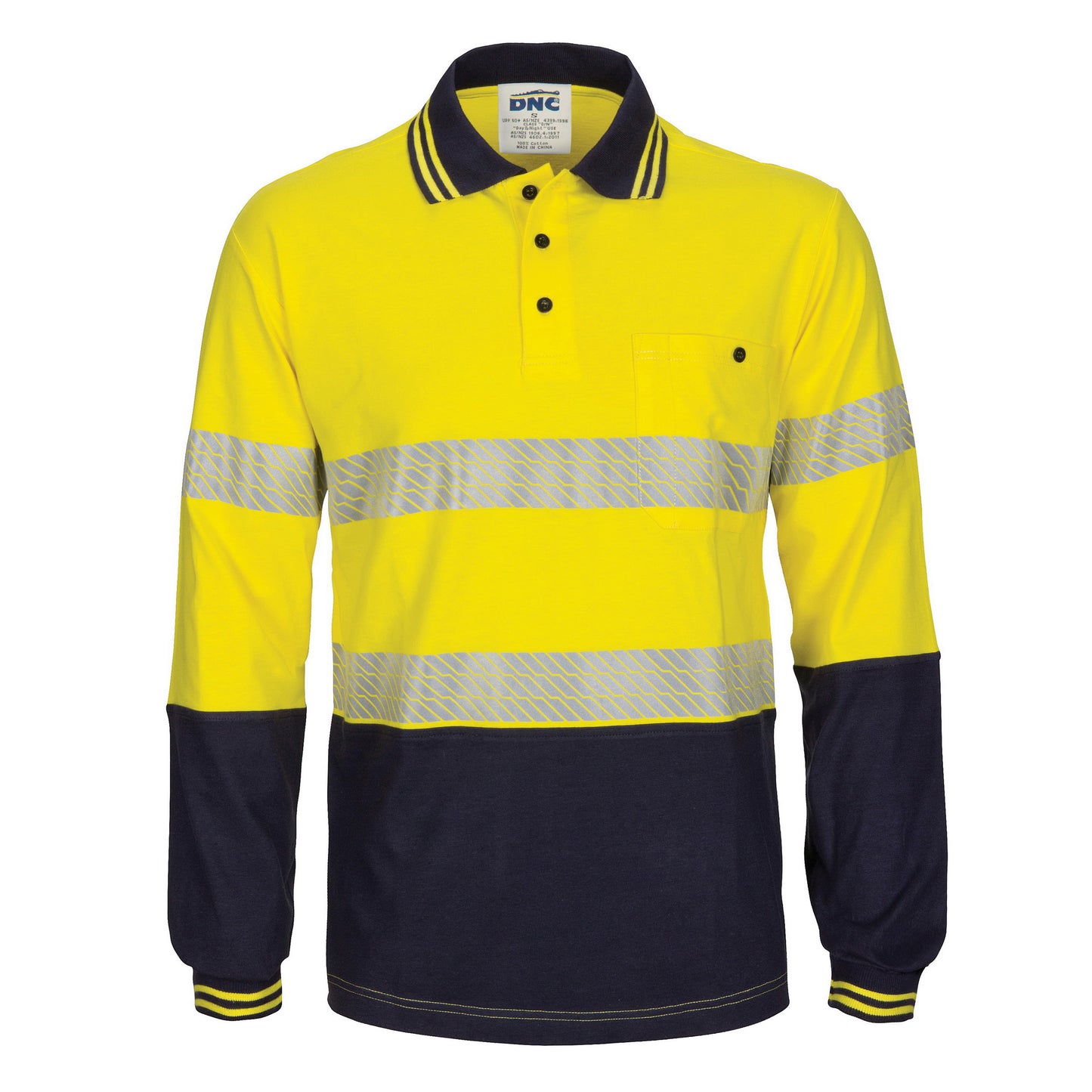 3516 HIVIS Segment Tape Cotton Jersey Polo - Long Sleeve