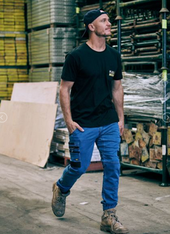 Flex and Move Stretch Denim Cargo Cuffed Pants