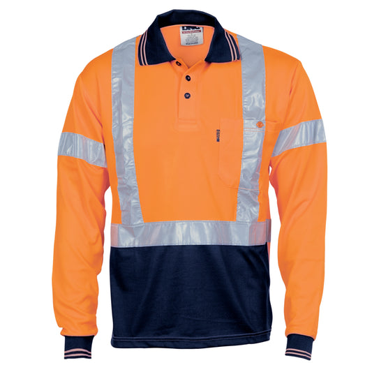 3714 HiVis D/N Cool Breathe Polo Shirt with Cross Back R/Tape - Long Sleeve