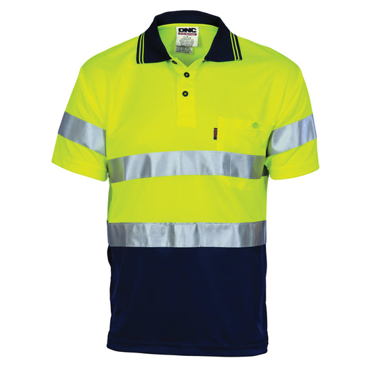3715 HiVis D/D Cool Breathe Polo Shirt With CSR R/Tape - Short Sleeve
