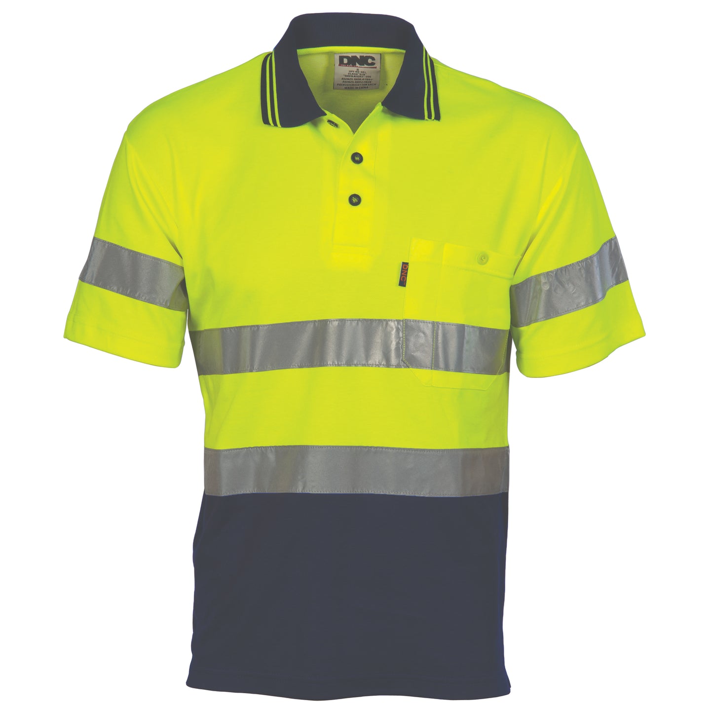 3717 Hi Vis Two Tone Cotton Back Polos with Generic R.Tape - short sleeve