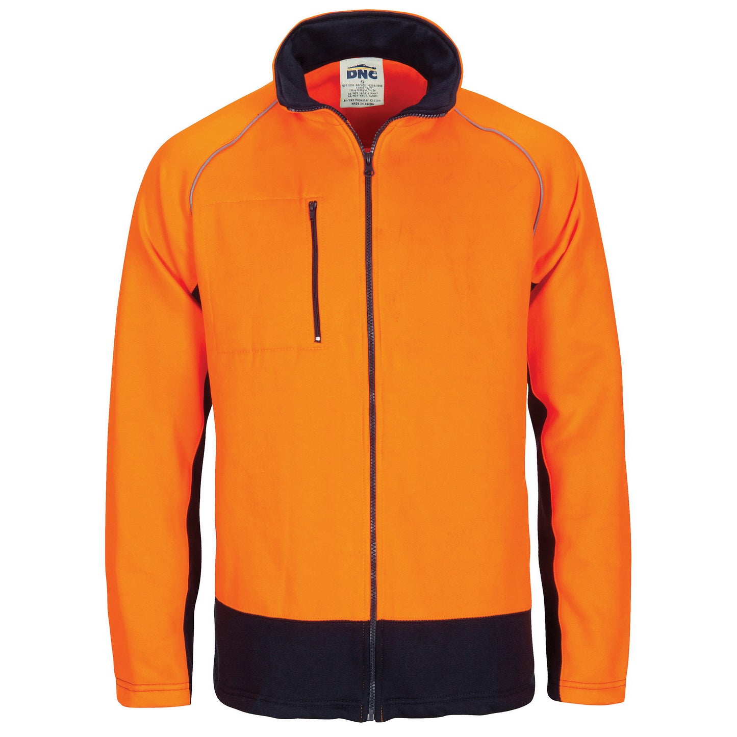 3725 HIVIS 2 TONE FULL ZIP FLEECY SWEAT SHIRT WITH TWO SIDE ZIPPED POCKETS