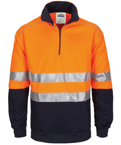HiVis 1/2 Zip Fleecy with Hoop Pattern CSR Reflective Tape