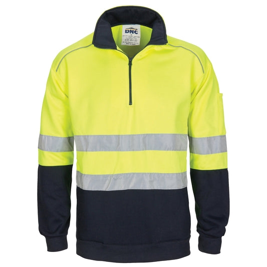 3729 HiVis 1/2 Zip Fleecy with Hoop Pattern CSR Reflective Tape