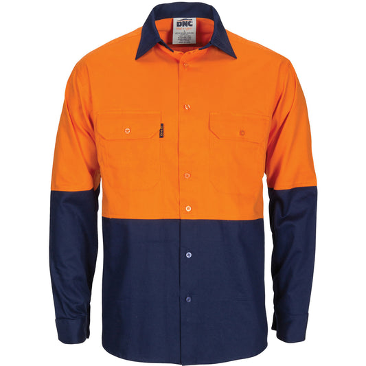 3781 HiVis R/W Cool-Breeze T2 Vertical Vented Cotton Shirt with Gusset Sleeves - Long Sleeve