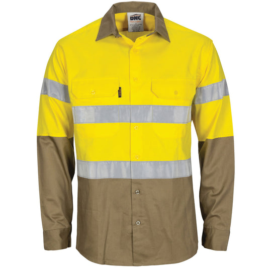 3784 HiVis L/W Cool-Breeze T2 Vertical Vented Cotton Shirt with Gusset Sleeves. Generic Tape - Long sleeve