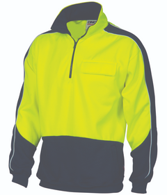 HiVis Two Tone 1/2 Zip Hi-Neck Panel Fleecy Windcheater