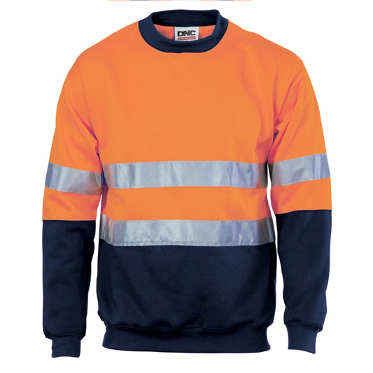 3824 HiVis Two Tone Fleecy Sweat Shirt (Sloppy Joe) with CSR R/Tape Crew-Neck