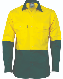 HiVis Two Tone Cotton Drill Long Sleeve