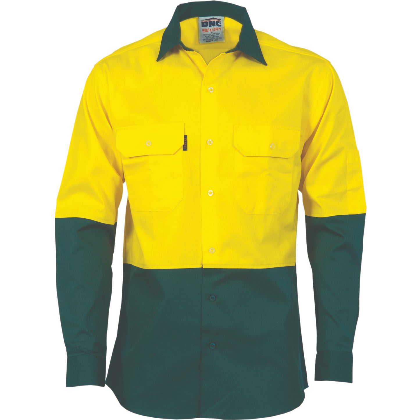 3832 HiVis Two Tone Cotton Drill Shirt - Long Sleeve