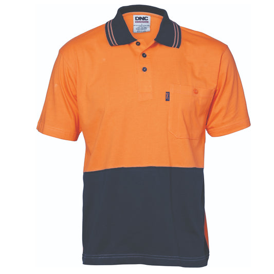 3845 HiVis Cool-Breeze Cotton Jersey Polo Shirt with Under Arm Cotton Mesh - S/S