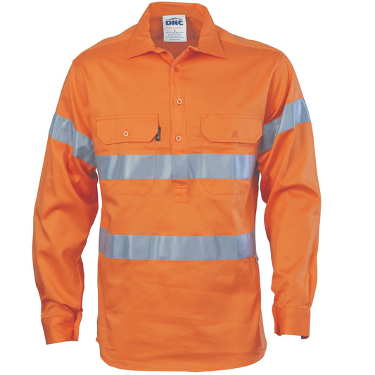 3848 HiVis Close Front Cotton Drill Shirt with 3M R/Tape