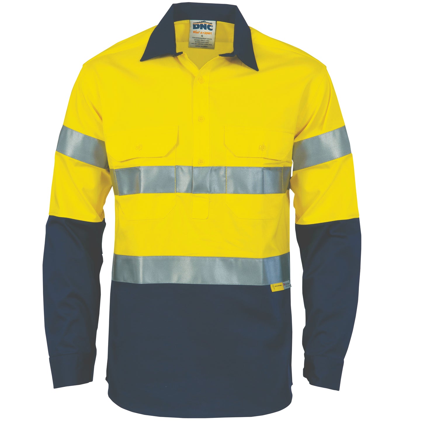 3849 HiVis Two Tone Closed Front Cotton Shirt with 3M R/Tape