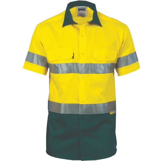 3887 HiVis Cool-Breeze Cotton Shirt with 3M 8906 R/Tape - Short sleeve
