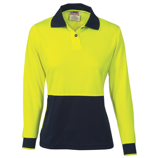 3898 Ladies HiVis Two Tone Polo Shirt - Long Sleeve