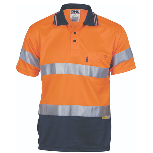 3911 Hivis D/N Cool Breathe Polo Shirt With 3M 8906 R/Tape - Short Sleeve