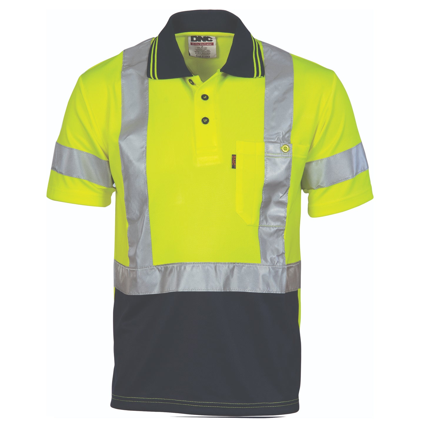3912 Hivis D/N Cool Breathe Polo Shirt With Cross Back R/Tape - Short Sleeve