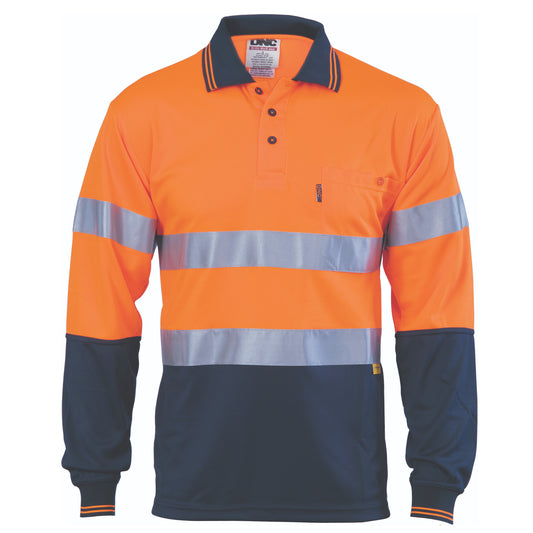 3913 Hivis D/N Cool-Breathe Polo Shirt With 3M 8906 R/Tape - Long Sleeve