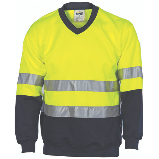 3921 Hivis Two Tone Sweatshirt (Sloppy Joe) With Generic R/Tape V-Neck