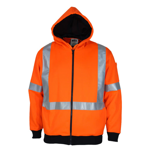 3935 Hi-Vis Full Zip “X” Back Fleecy Hoodie