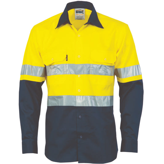 3984 HiVis Cool-Breeze Vertical Vented Cotton Shirt with Generic R/Tape - Long sleeve