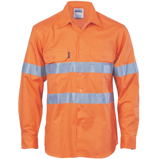3985 HiVis Cool-Breeze Vertical Vented Cotton Shirt with Generic R/Tape - Long sleeve