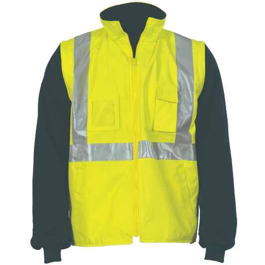 3994 HiVis Cross Back D/N “4 in 1” Zip Off Sleeve Reversible Vest