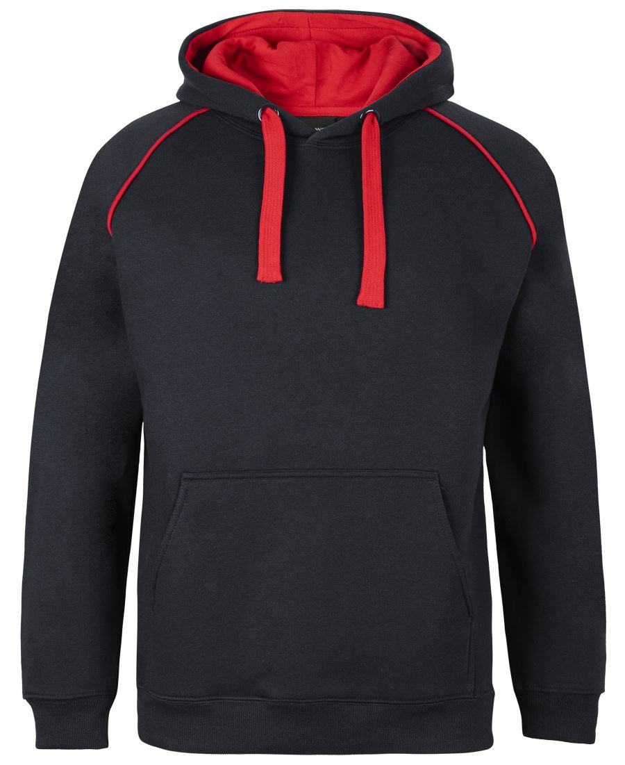 JB's Contrast Fleecy Hoodie Black/Red-S