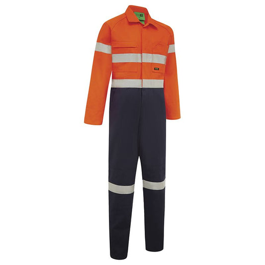 WORKIT Workwear Hi Vis 2-Tone Lightweight Cotton Taped Coverall With Nylon Studs