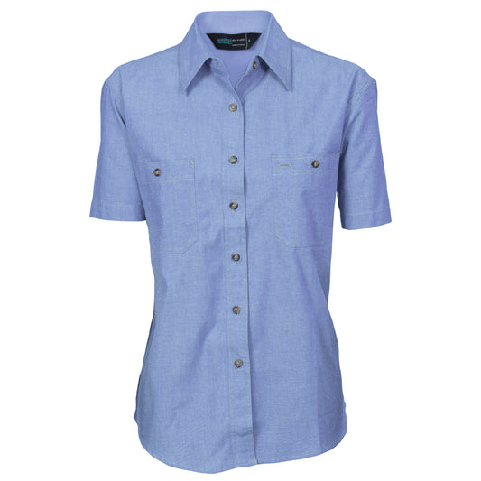 4105 Ladies Cotton Chambray Shirt - Short Sleeve