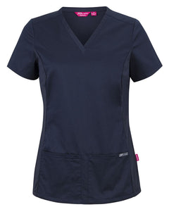 JB's Ladies Premium Stretch Panel Scrub Top Black