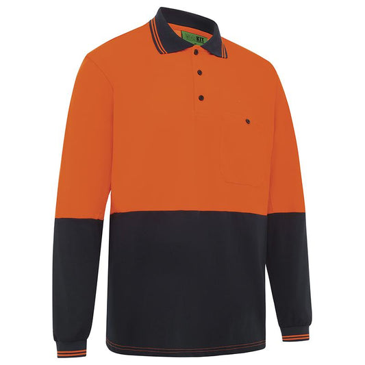 WORKIT Workwear Hi Vis 2 Tone Long Sleeve Poly/Cotton Polo Shirt