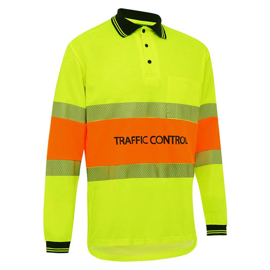 WORKIT Workwear Traffic Control Hi Vis Long Sleeve Poly/Cotton Taped Polo Shirt