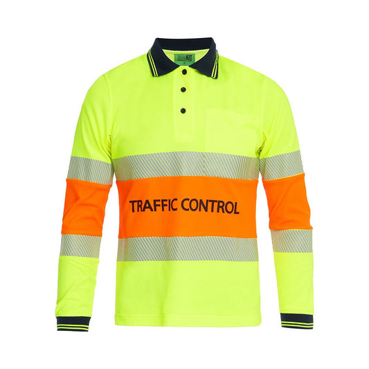 WORKIT Workwear Womens Traffic Control Hi Vis Long Sleeve Poly/Cotton Taped Polo Shirt