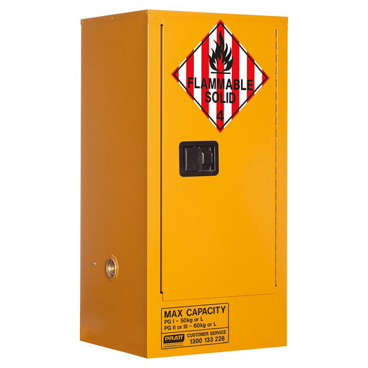 Pratt Safety Class 4 Dangerous Goods Storage Cabinet: 60L - 1 Door - 2 Shelves