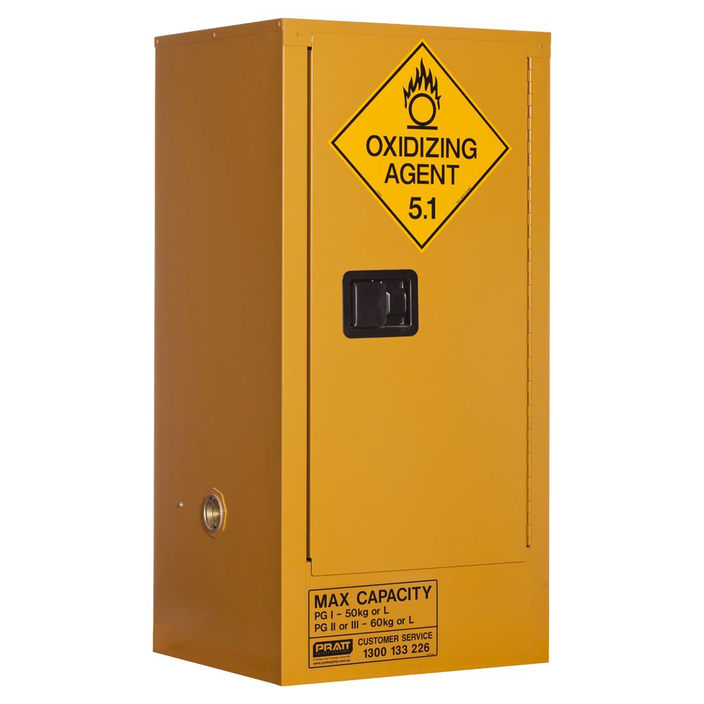 Pratt Safety Oxidizing Agent Storage Cabinet: 60L - 1 Door - 2 Shelves