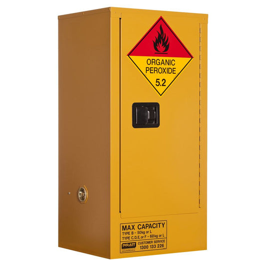 Pratt Safety Organic Peroxide Storage Cabinet: 60L - 1 Door - 2 Shelves