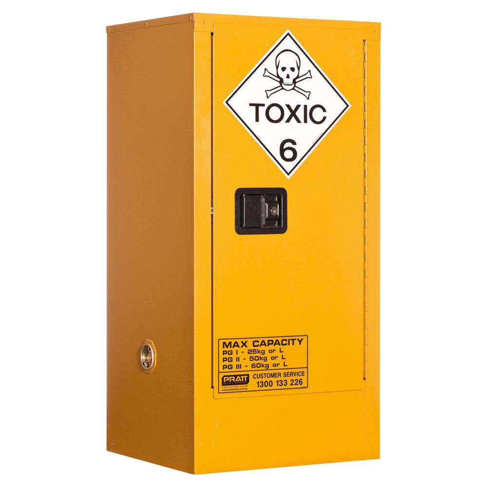 Pratt Safety Toxic Substance Storage Cabinet: 60L - 1 Door - 2 Shelves