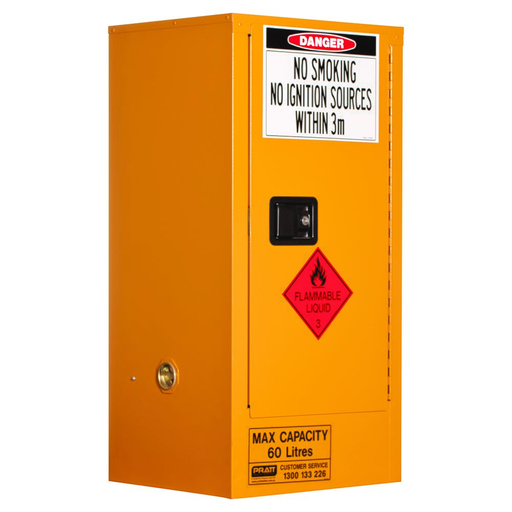 Pratt Safety Flammable Liquid Storage Cabinet: 60L - 1 Door - 2 Shelves
