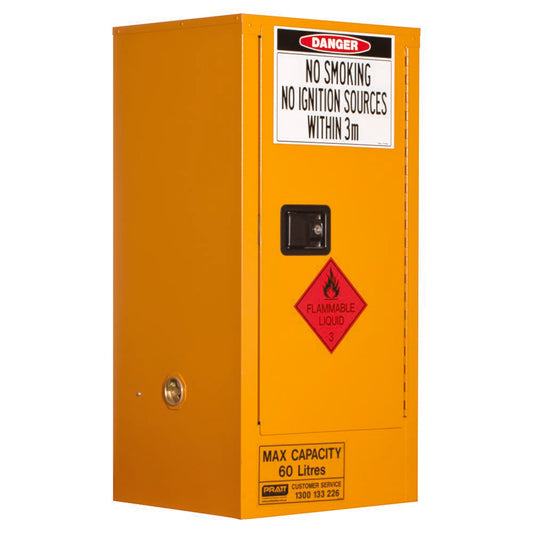 Pratt Safety Flammable Liquid Storage Cabinet: 60L - 1 Door - 2 Shelves