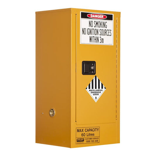 Pratt Safety Miscellaneous Dangerous Goods Storage Cabinet: 60L - 1 Door - 2 Shelves