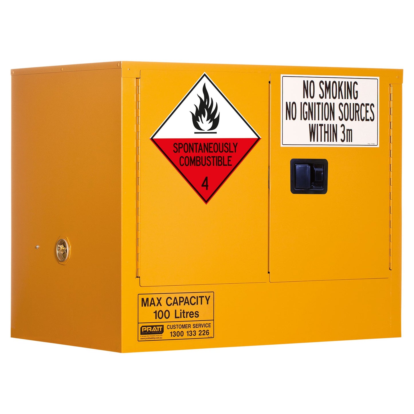 Pratt Safety Class 4 Dangerous Goods Storage Cabinet: 100L - 2 Doors - 1 Shelf