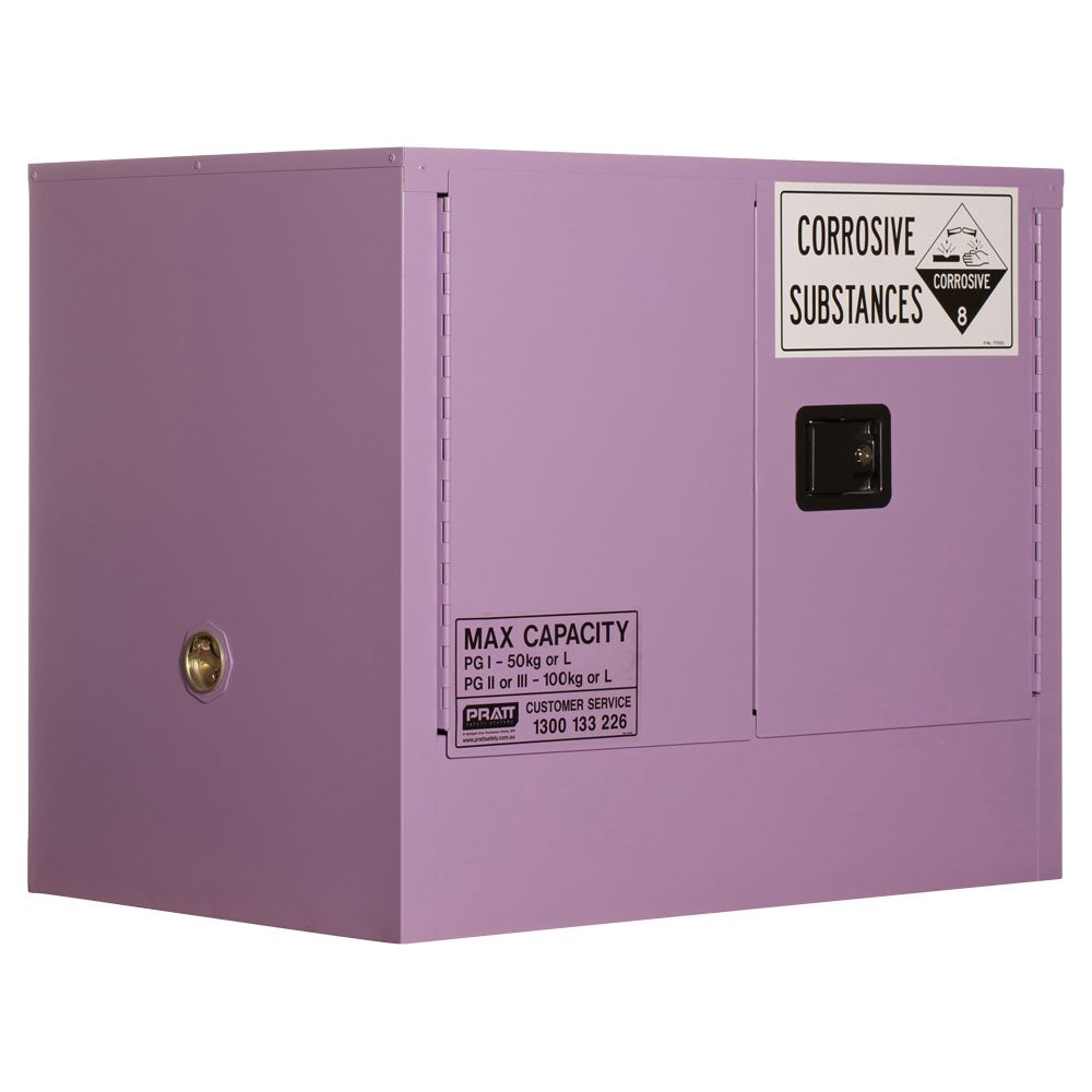 Pratt Safety Corrosive Substance Storage Cabinet: Metal - 100L - 2 Doors - 1 Shelf