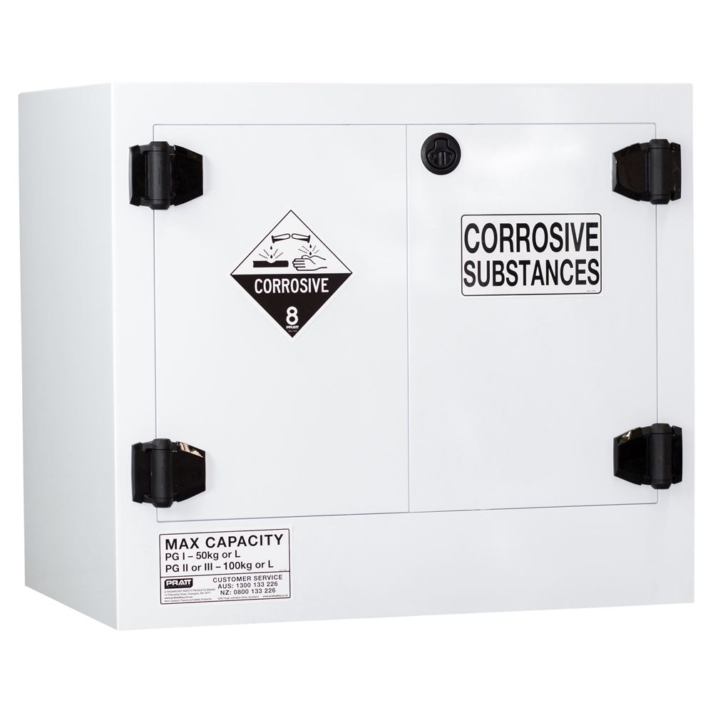 Pratt Safety Corrosive Substance Storage Cabinet: Polypropylene - 100L - 2 Doors - 1 Shelf