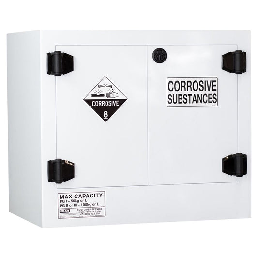 Pratt Safety Corrosive Substance Storage Cabinet: Polypropylene - 100L - 2 Doors - 1 Shelf