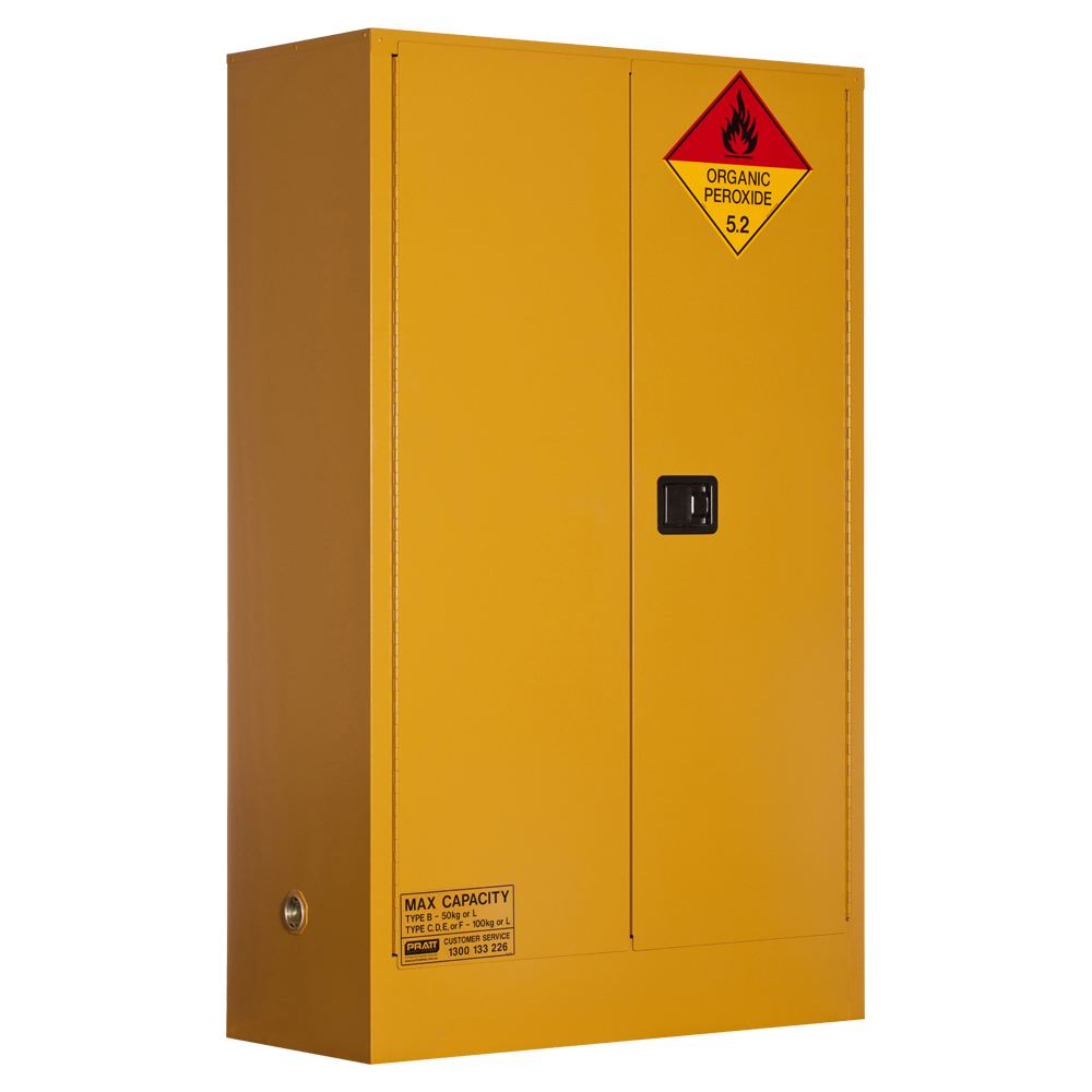 Pratt Safety Organic Peroxide Storage Cabinet: 100L - 2 Doors - 3 Shelves