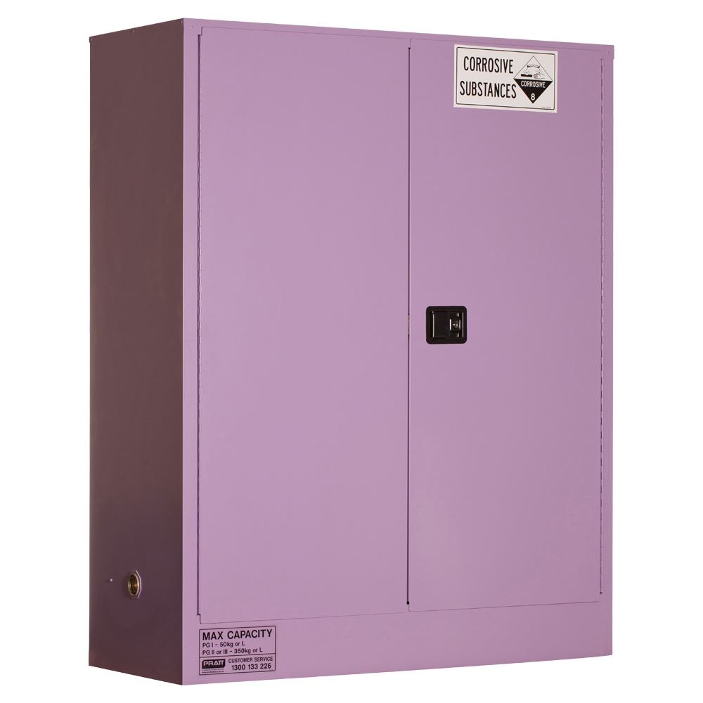 Pratt Safety Corrosive Substance Storage Cabinet: Metal - 350L - 2 Doors - 3 Shelves
