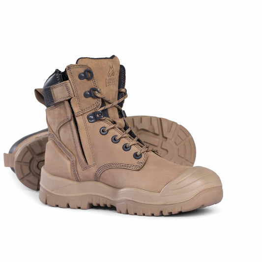 Mongrel Boots 561060 Stone High Leg ZipSider Boot w/ Scuff Cap