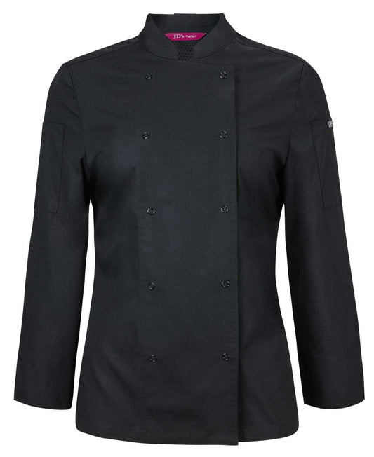 JB's Ladies L/S Snap Button Chefs Jacket Black