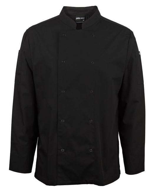 JB's L/S Snap Button Chefs Jacket Black-3Xs